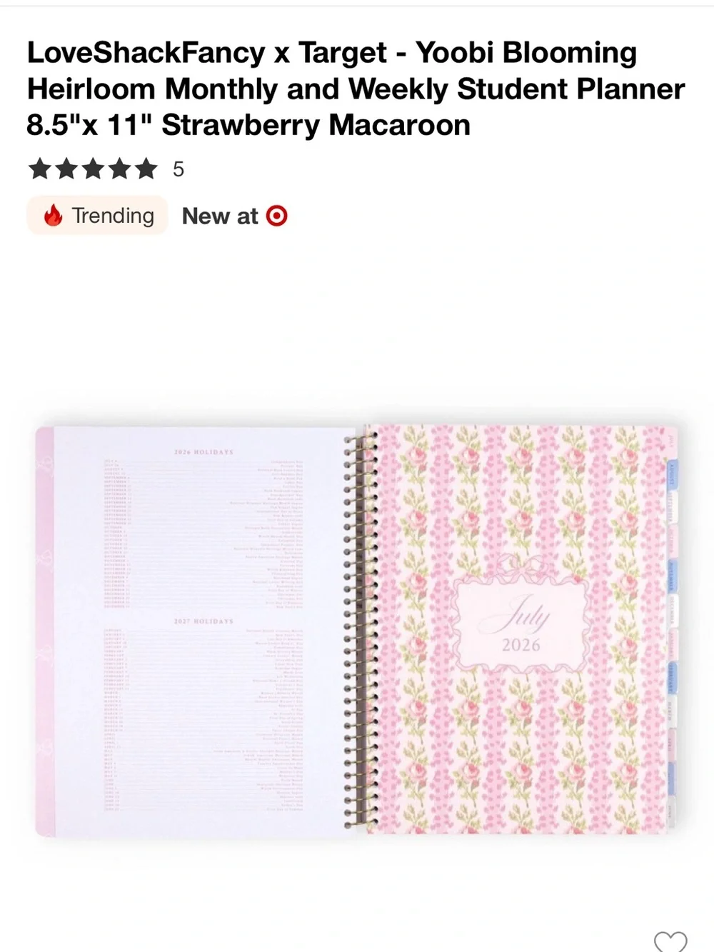 💗🎯 LoveShackFancy × Target - Monthly & Weekly Student Planner 8.5